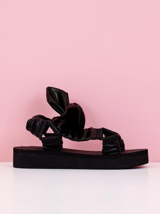 [스프링세일]Ribbon Ankle Sandal (Black Leather)