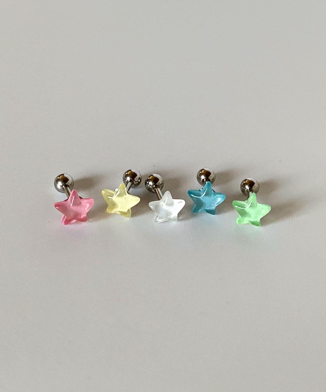 키치앤멜로우 위시 별 써지컬 피어싱 (5color) / 아웃컨츠 귓바퀴 키치한 여름 피어싱