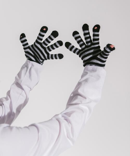 STRIPE GLOVES charcoal