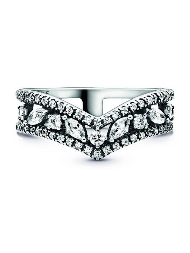 타임리스 실버 CZ 위시본 링 Timeless Silver CZ Wishbone Ring