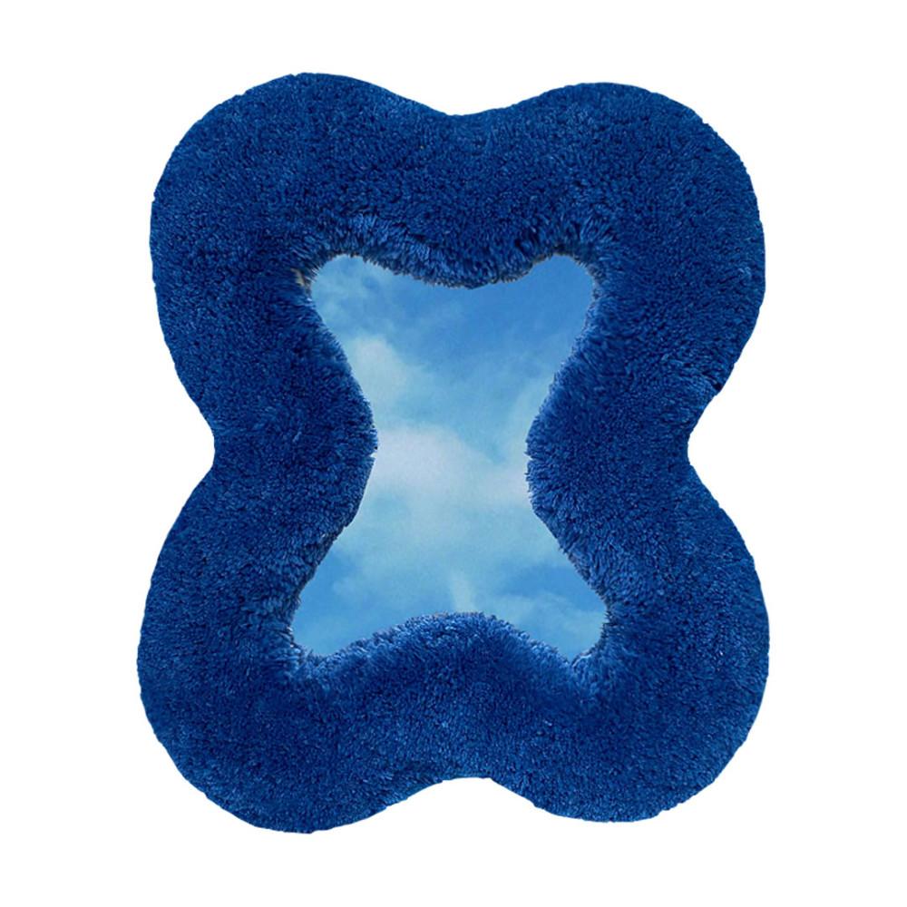 센이모노 터프팅 미니 비정형 탁상 웨이브 거울(BLUE)