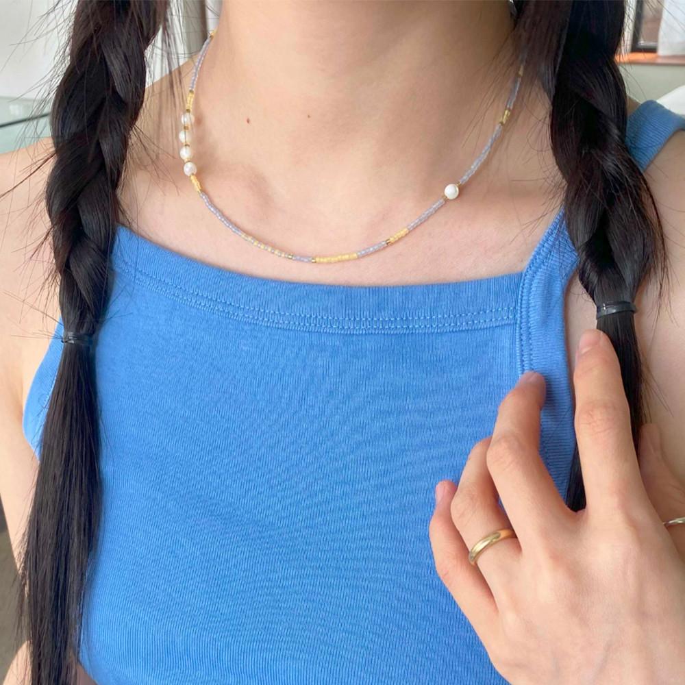 [4color]자개진주 비즈 컬러 믹스목걸이 - 유기견 후원 여름목걸이 초커