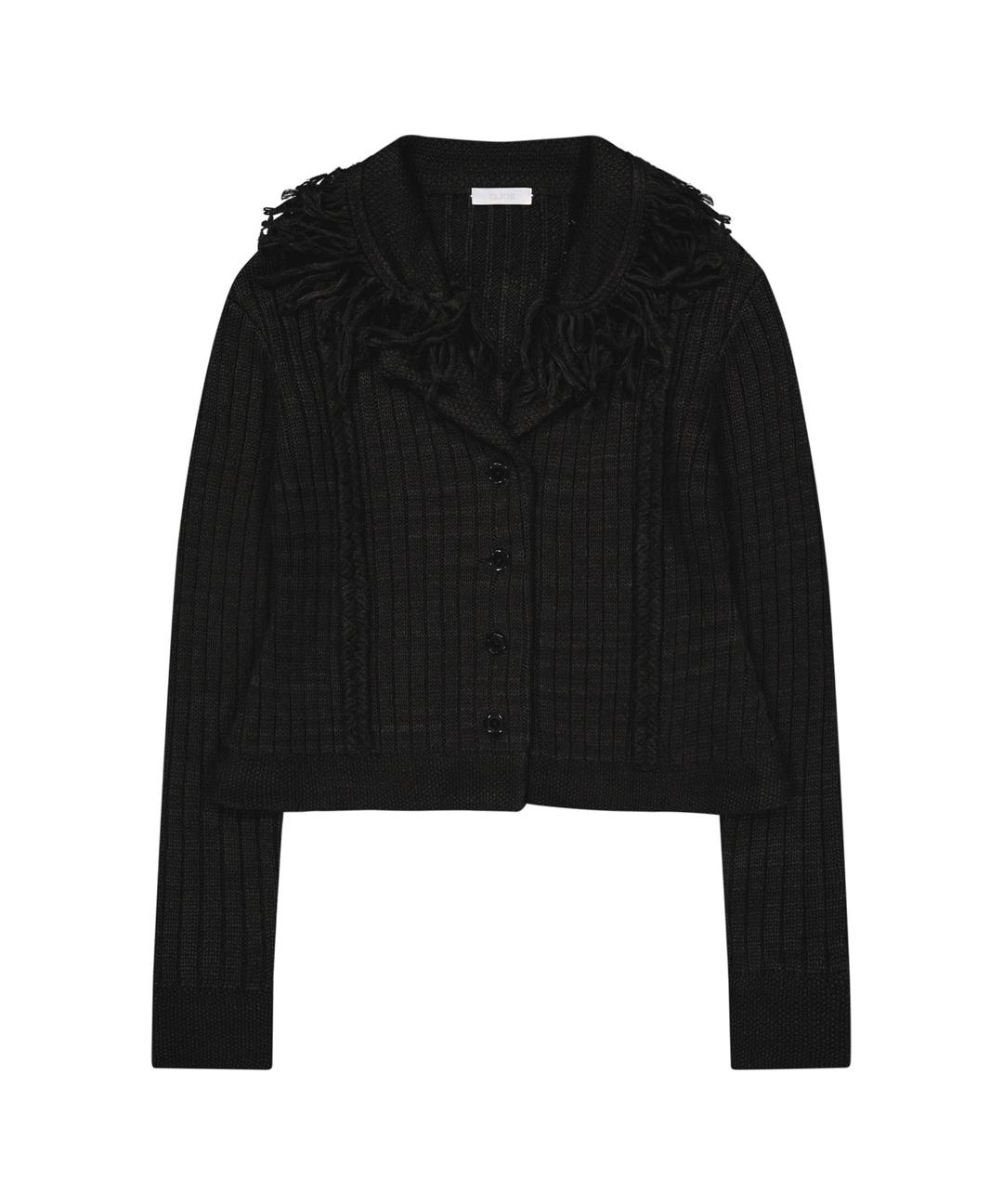 Tassel Collar Knit Cardigan / Black