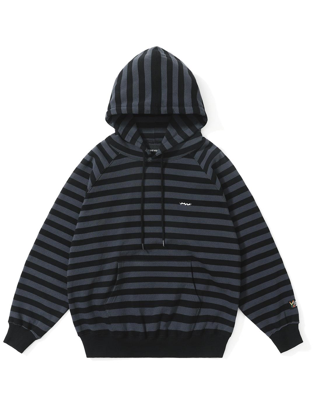 SN-Stripe Raglan Hoodie Black
