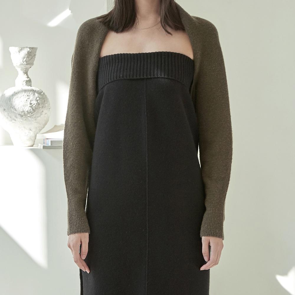 Boucle Bolero Cardigan (Khaki)