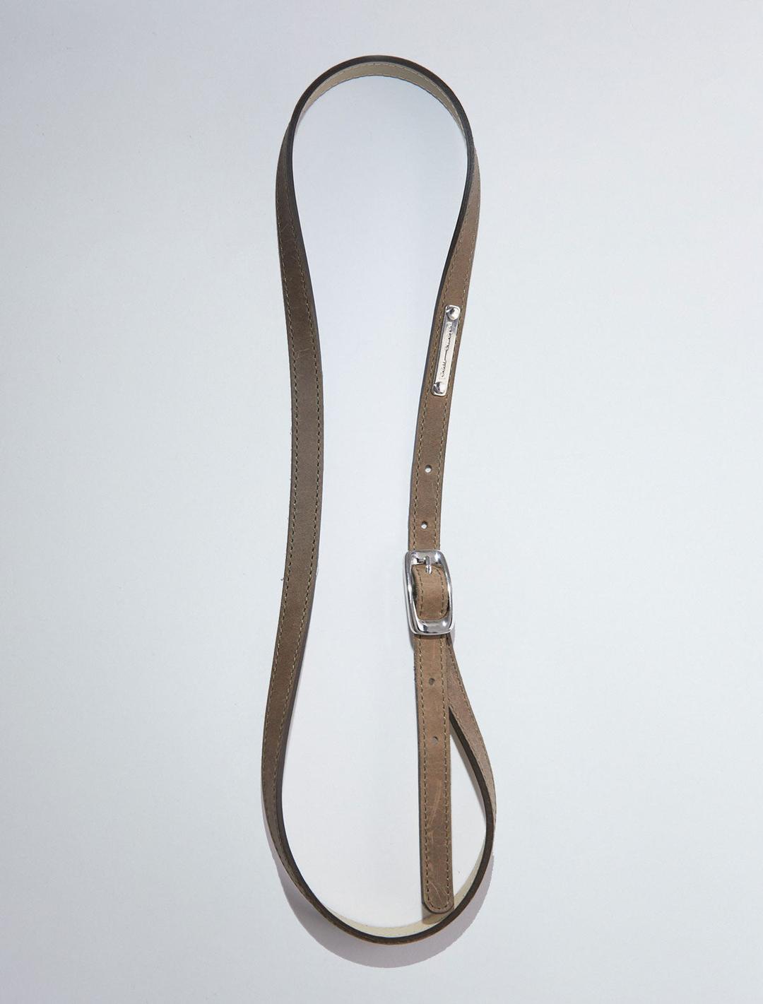 GRETA BELT- Brown thin leather belt with paloma wool silver plaque