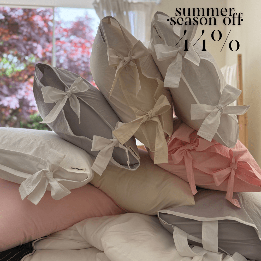 제니리본 데일리 베개풀세트(베개솜 + 방수커버 + 리본베개커버)