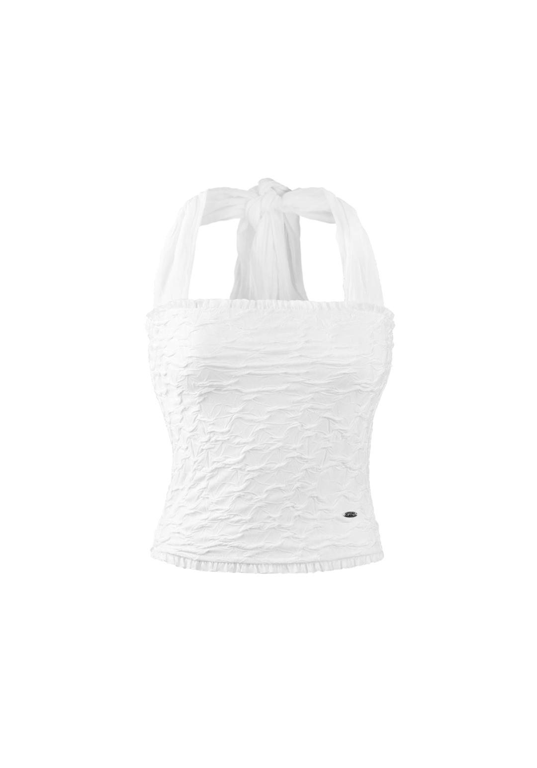 Lace Halter Tube Top [White]