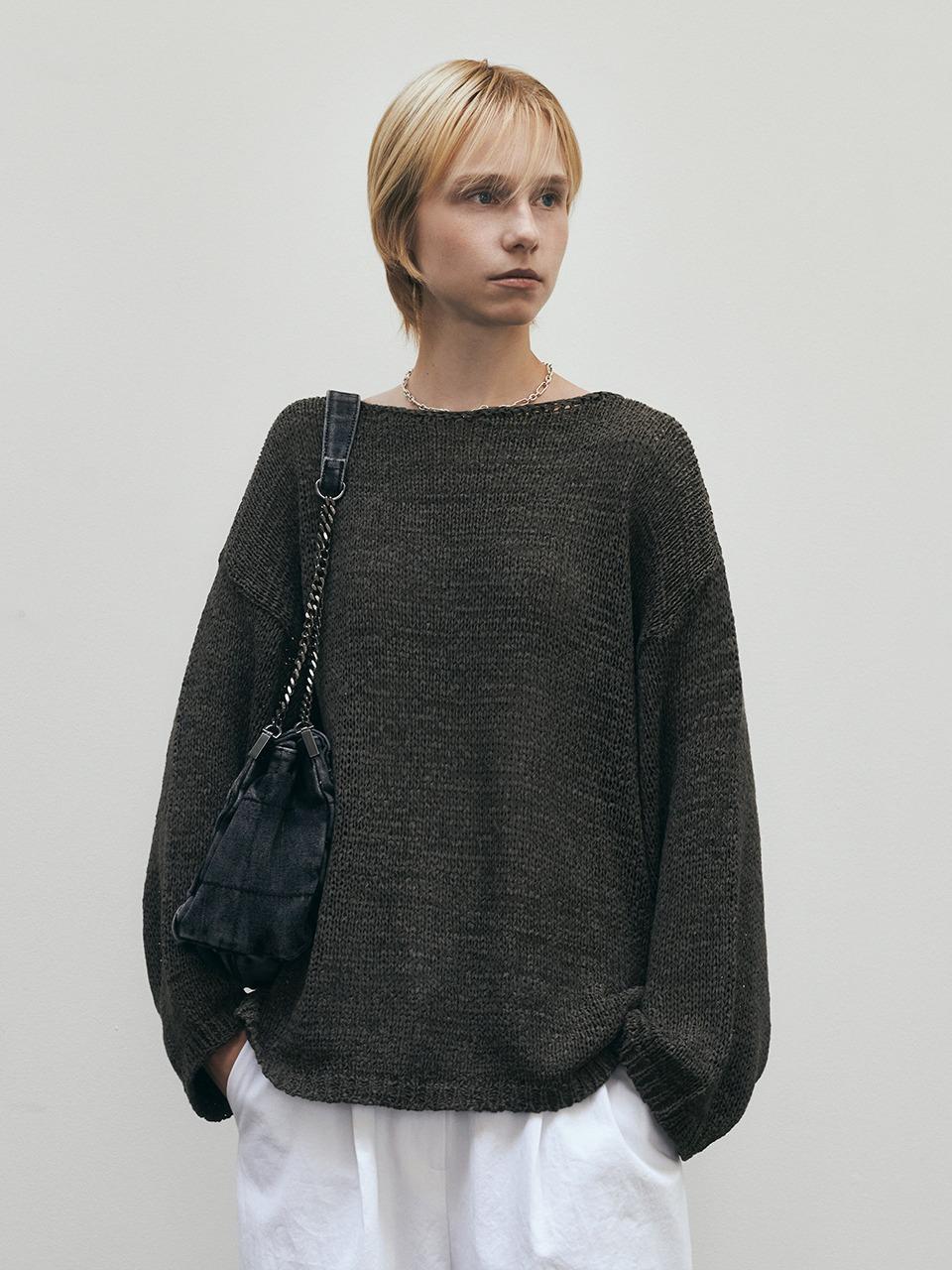 [10/13 순차 출고] Tape Boat Neck Over Fit Pullover (Khaki)