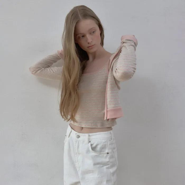 stripe hoodie (pink)