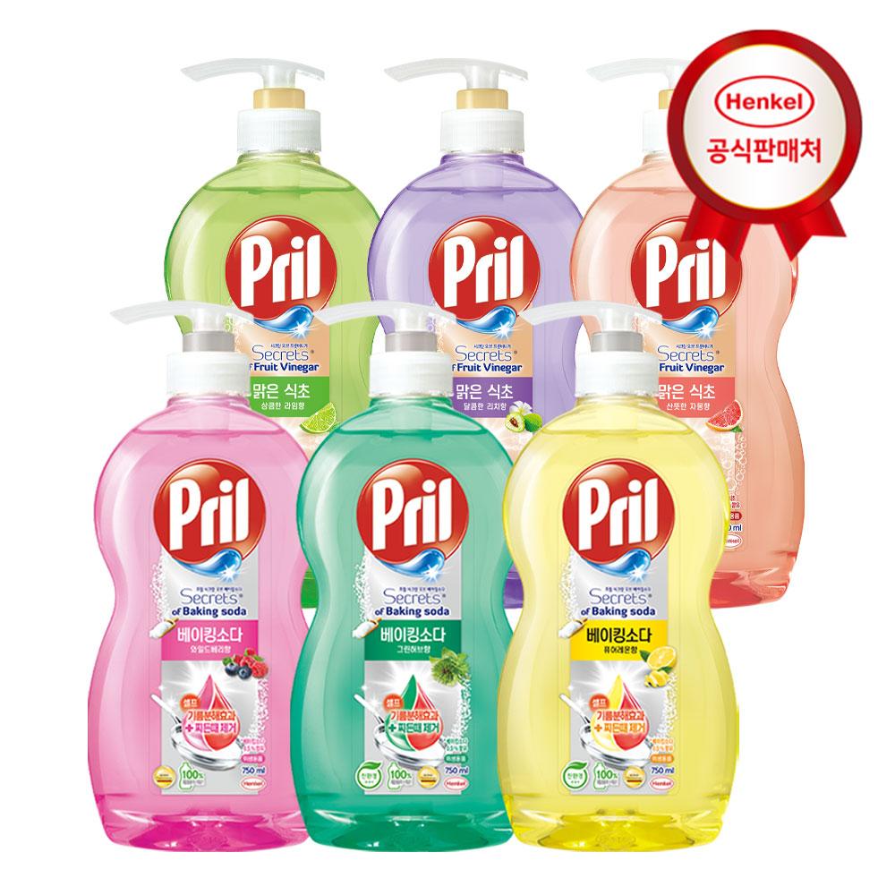 헨켈 프릴 맑은식초/베이킹소다 주방세제 750ML(용기)6개 or 1L(리필)6개+퍼실 300ml 증정