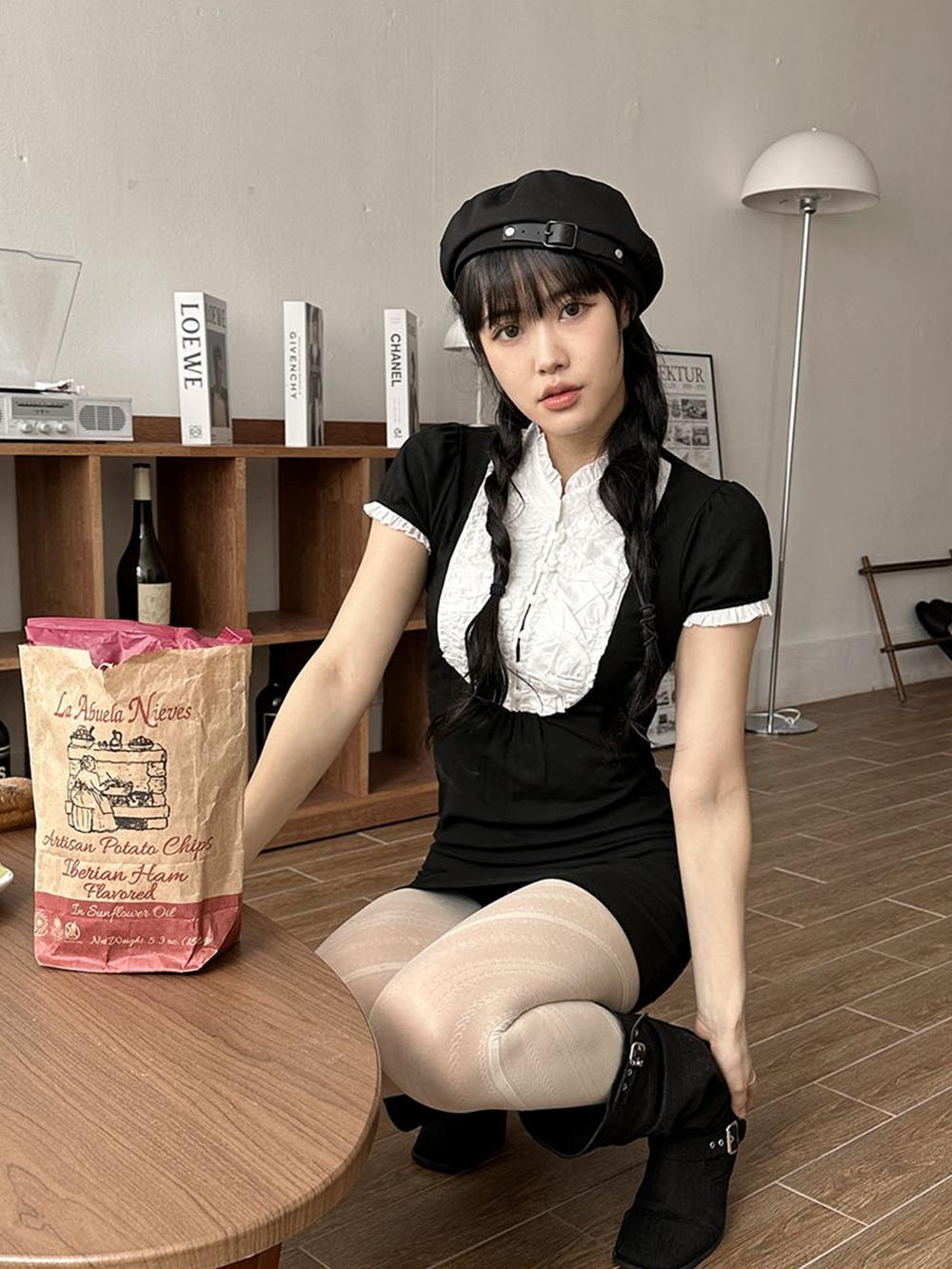 [BUYING] black china collar dress | 블랙 차이나칼라 원피스