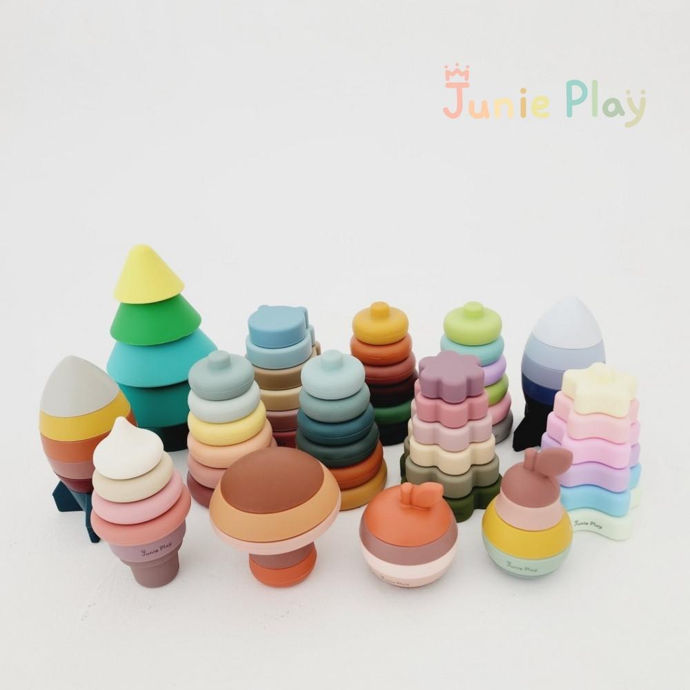 스태킹링 링끼우기 15개월아기장난감 핑거타워 돌아기교구 실리콘장난감