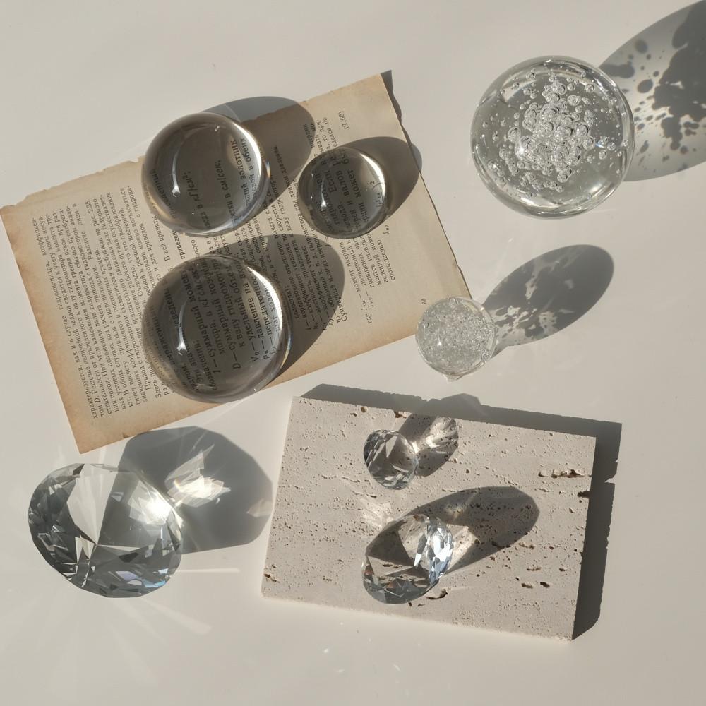 투명 유리 크리스탈 볼 문진/반구 다이아 버블 수정구슬 페이퍼웨이트 인테리어 소품 오브제