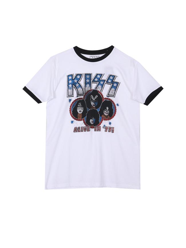 블리치아트_ Kiss Alive In '77 Ringer T-Shirt [WHITE]