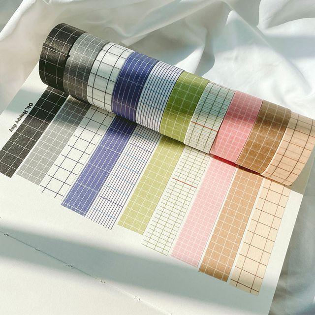 [10개세트] 마스킹테이프 10개세트 마테세트 (마테감개 사은품/체크그리드/수채화질감))