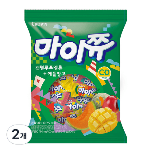 마이쮸 필로우 캔털루프멜론 + 애플망고 캔디, 284g, 2개 - 츄잉/소프트캔디 | 쿠팡