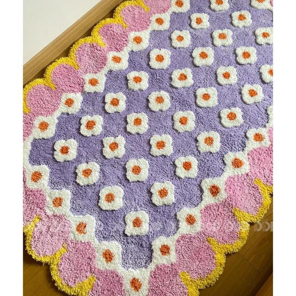 핑크 가든 플라워 터프팅 러그 꽃무늬 인테리어 거실 카페트