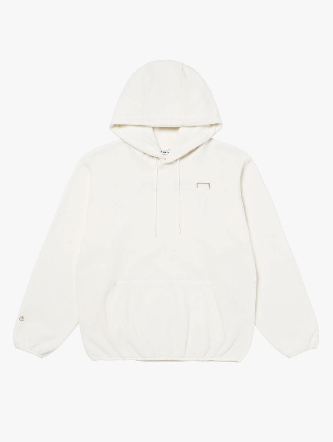 [타임 세일 50%] ESSENTIAL EMBROIDERY FLEECE HOODIE-OFF WHITE