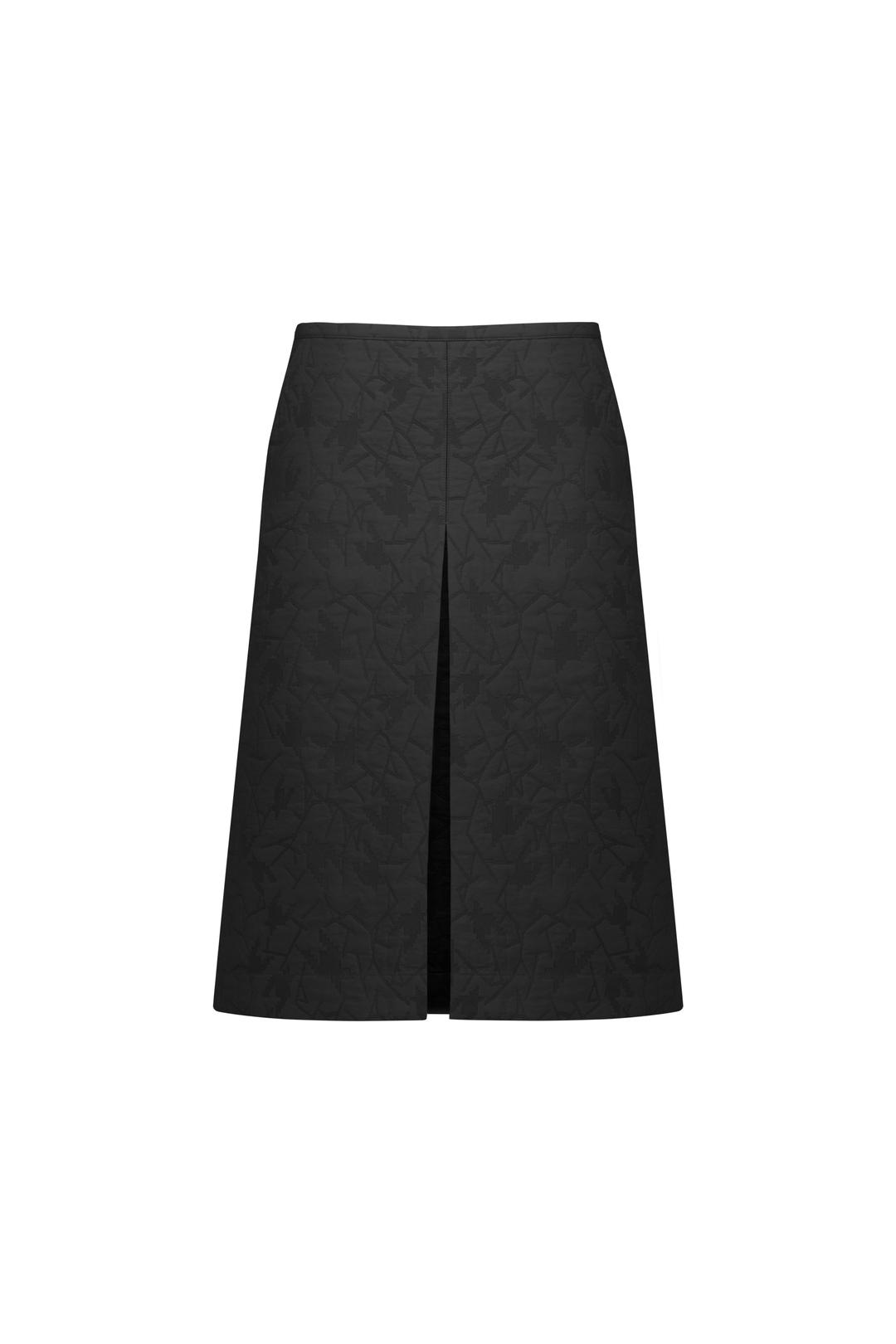 FRONT TUCK MIDI SKIRT (BLACK)