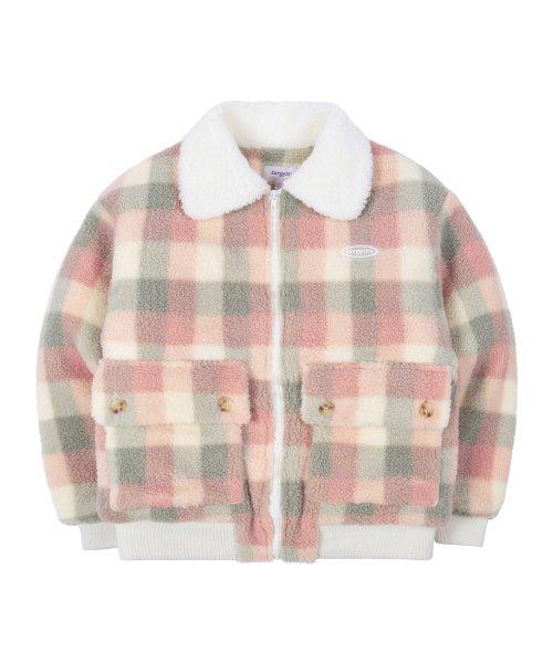 CHECK BIG POCKET SHEARING JACKET_MINT