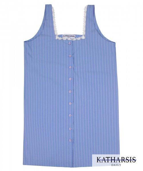 레이스 셔츠 미니 원피스 (블루)_FREE