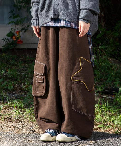 WXP052 아키리호시 카고 벌룬 팬츠 (BROWN)