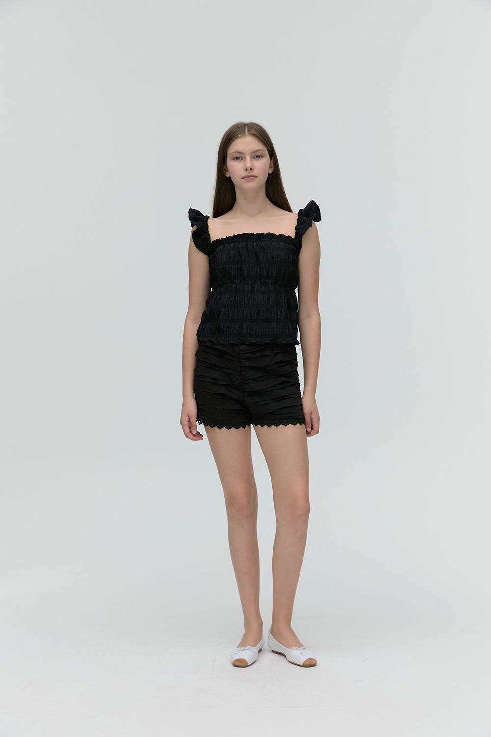 SANDWICH SLEEVELESS BLOUSE [BLACK]