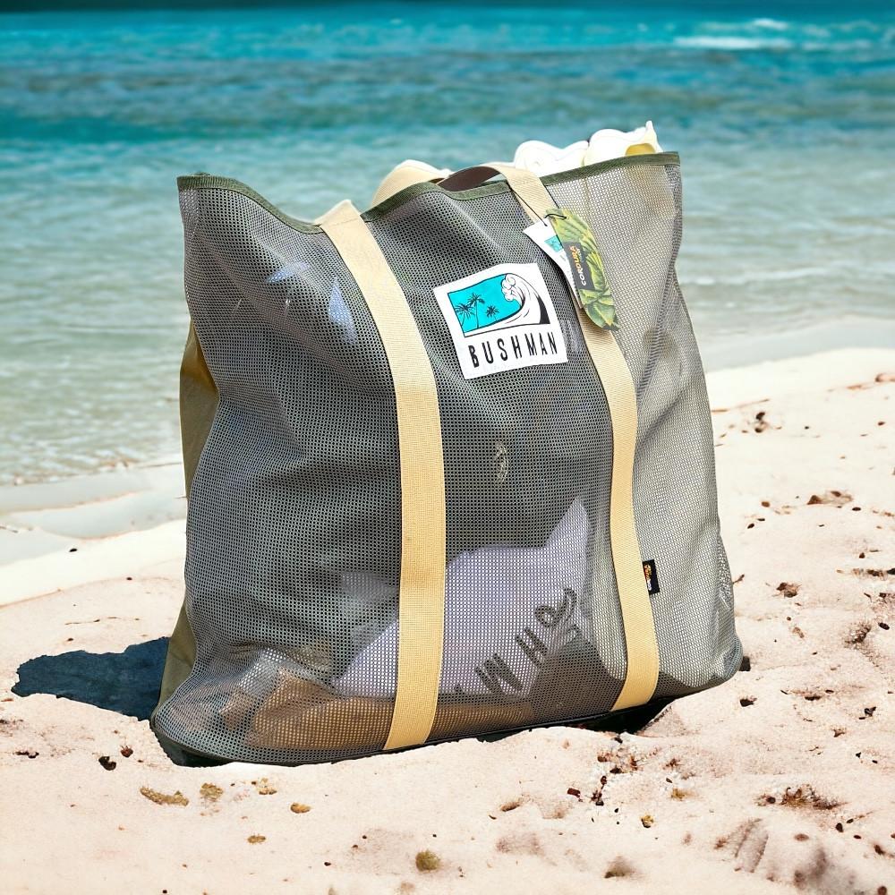 부쉬맨 코듀라 비치백 (카키 화이트 블랙 초대형)