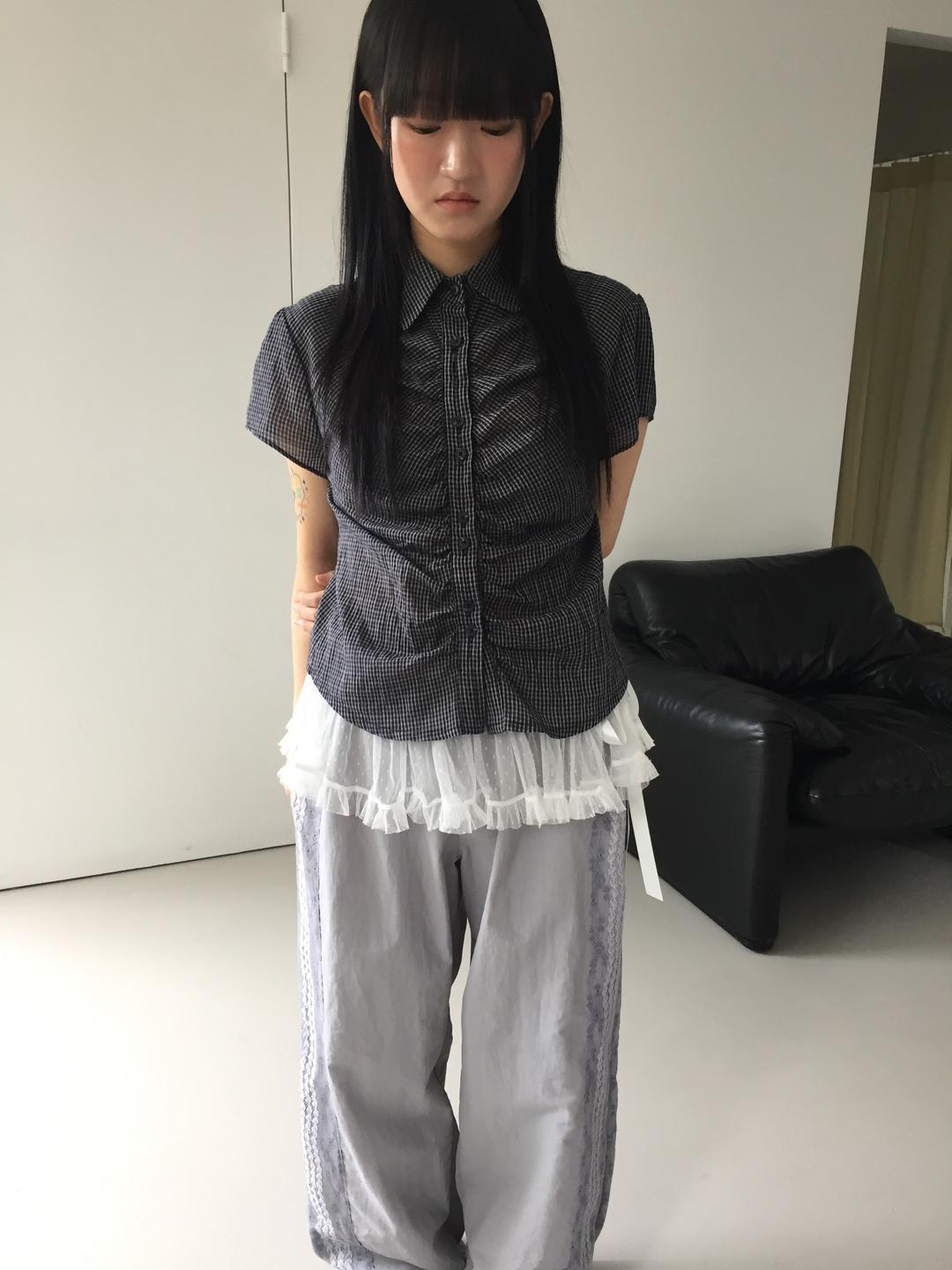 shirring check shirt (2c)