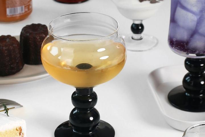 투톤 블랙 레트로 고블렛잔 와인글라스 380ml