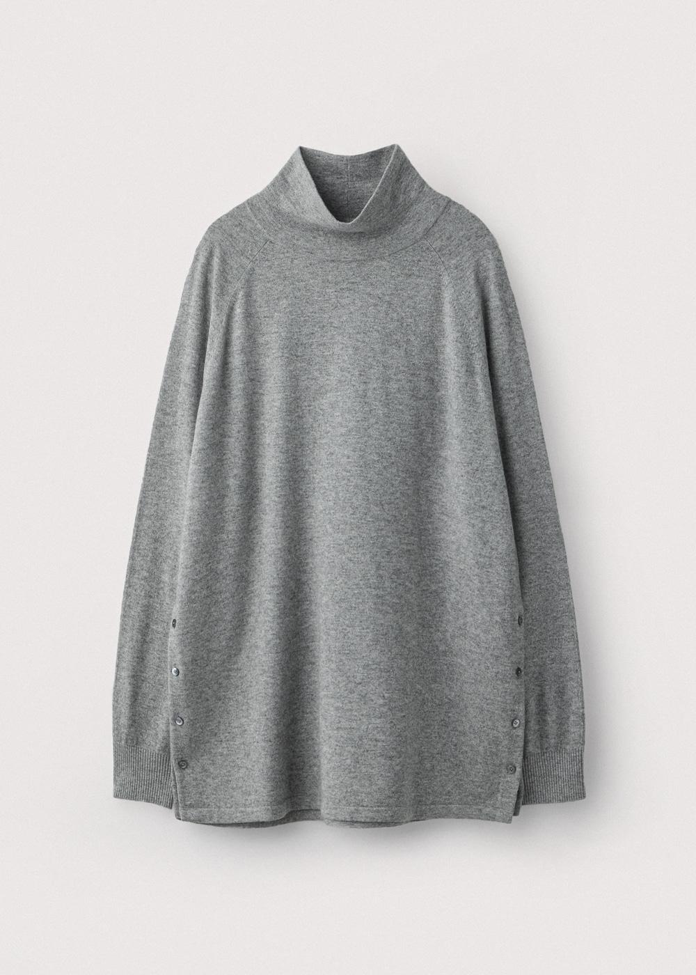 Wool Cashmere Turtle Neck Tunic_Fog