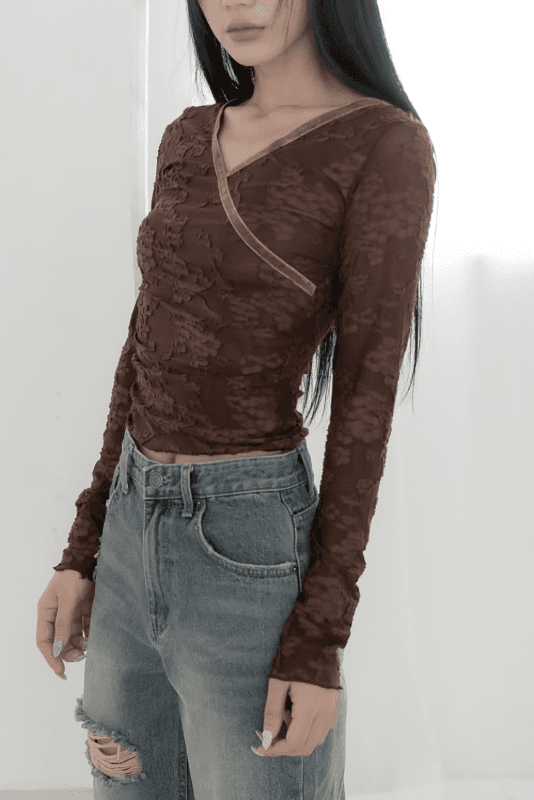 lace wrap tee (2color)