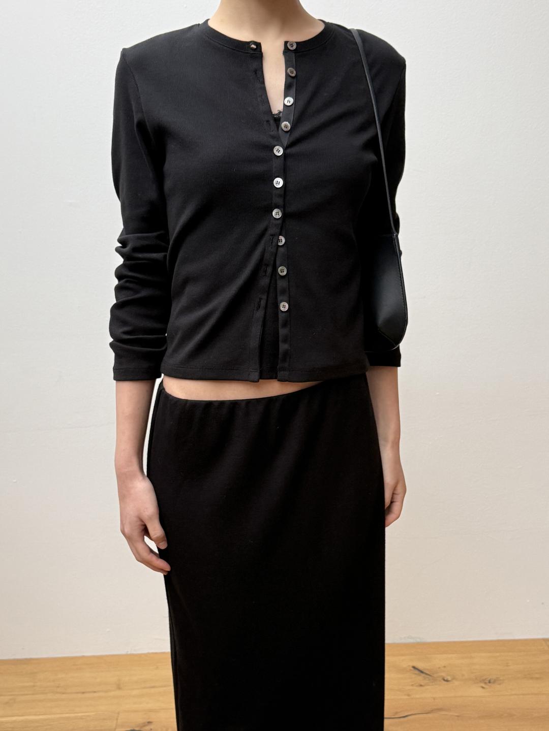 Tape jersey cardigan (black)