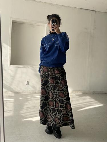 Brown floral velour skirt
