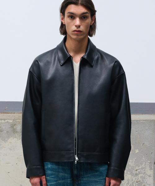 오버핏 비건레더 싱글 자켓