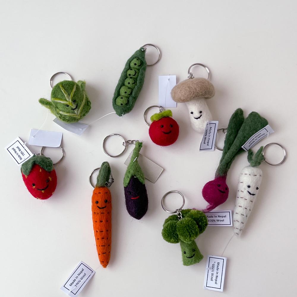 야채 과일 핸드메이드 양모펠트 열쇠고리 키링 키홀더 10type