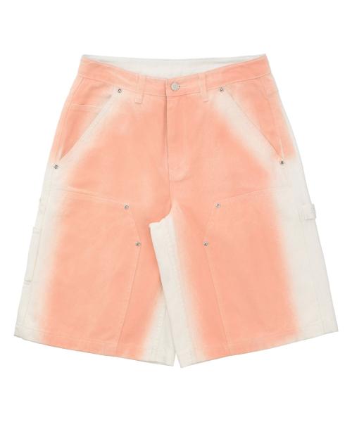 SPRAY WASHING DOUBLE KNIEE SHORTS [WHITE]