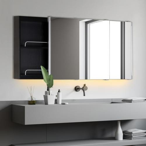 슬라이딩 욕실장 [블랙] - 높이600