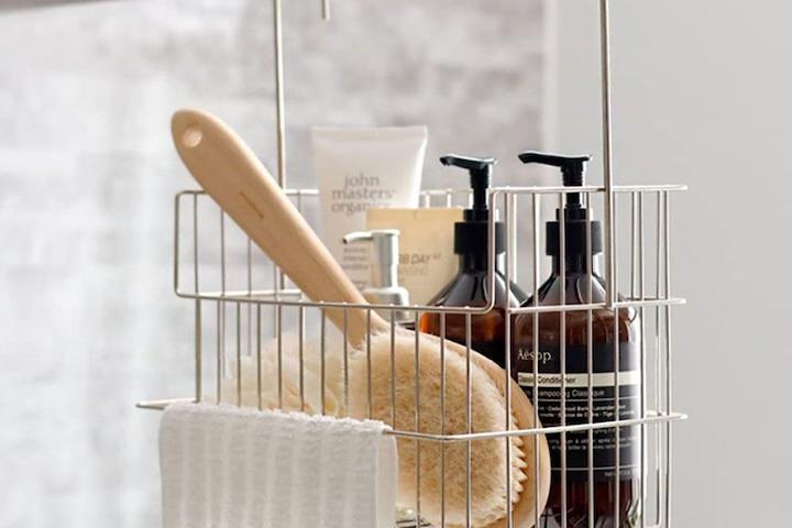 304 스텐 무타공 욕실 선반 바스켓 수건걸이형