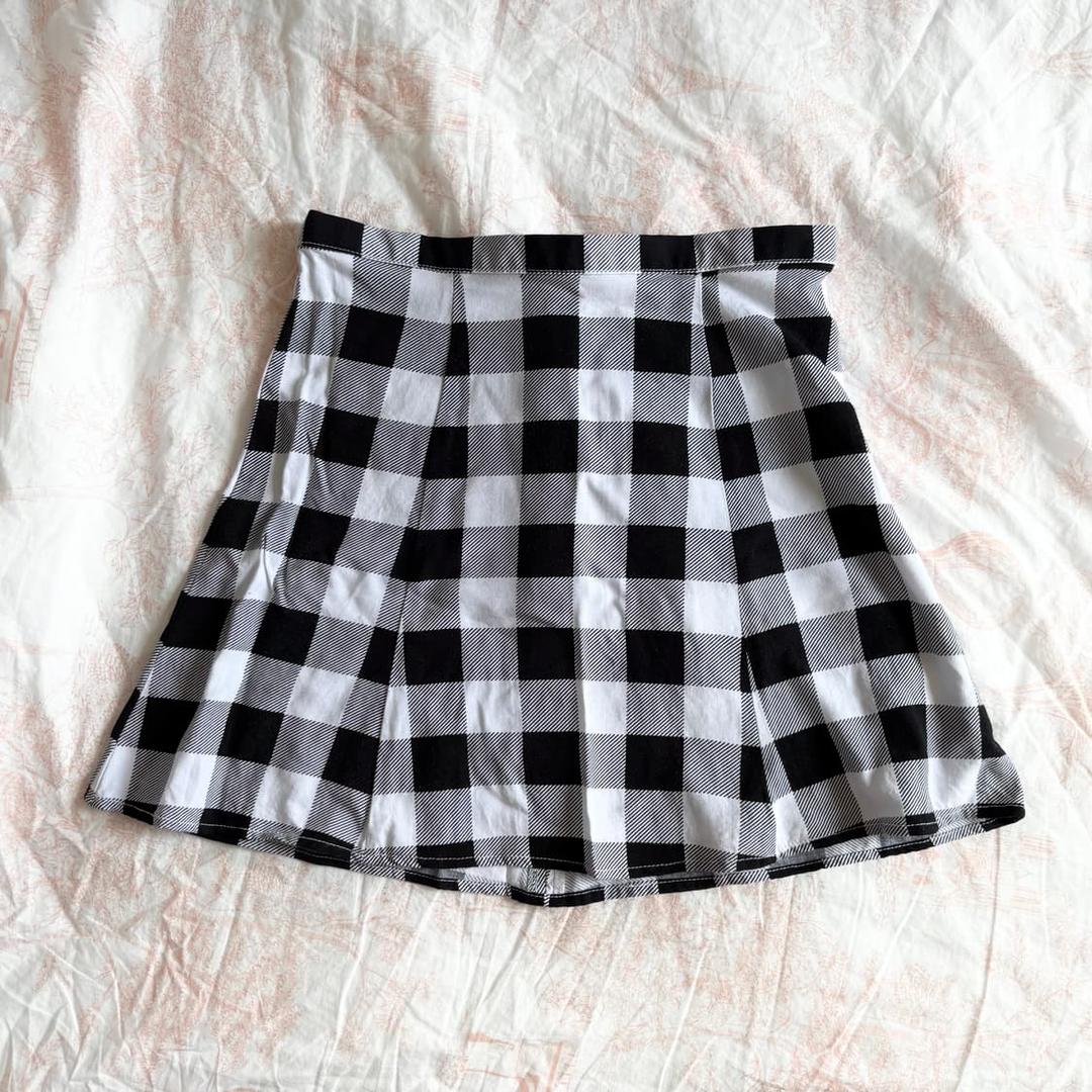 아메리칸어패럴 루루 스커트 깅엄 체크 블랙 미니 하이웨스트 빈티지 핀터 | 후루츠패밀리
