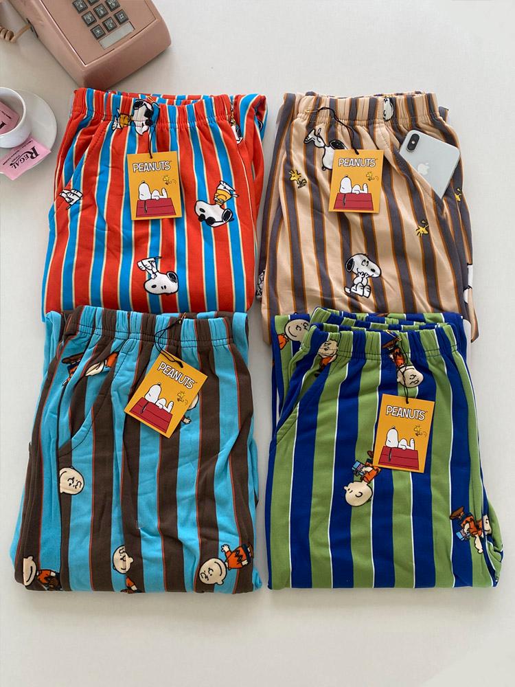 사방스판 남녀공용 피치기모 스누피 커플파자마 빅사이즈 수면바지 홈웨어 6col