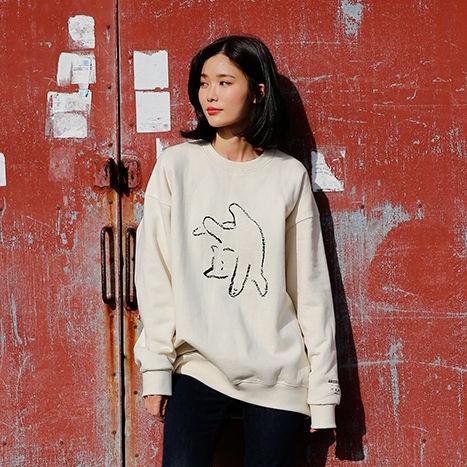 Cat stretch (natural) - 기모 스웨트셔츠