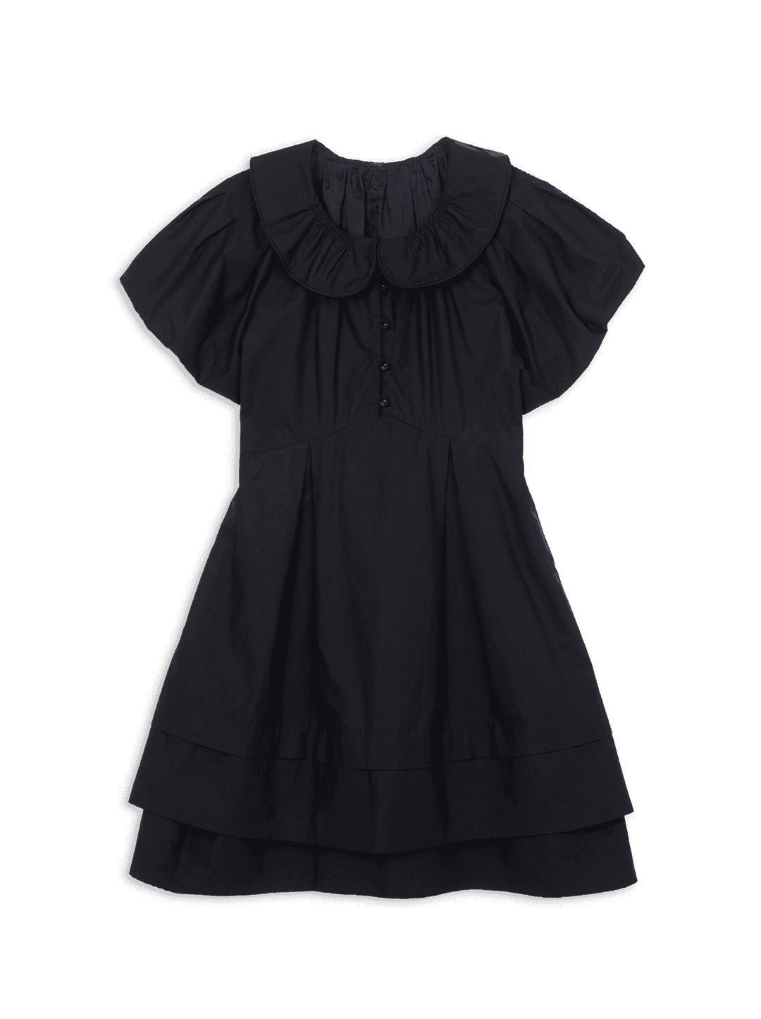 PUFFY TIERED MIDI DRESS (BLACK)