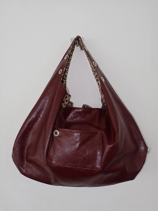 EYELET LEATHER BAG - WINE