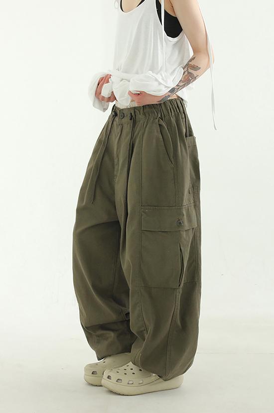 cotton cargo string balloon pants (unisex)