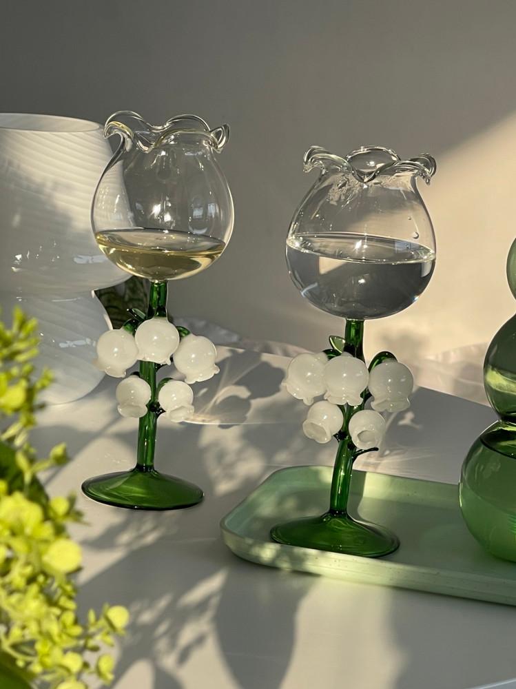 쏠띵즈 잠자는 화이트 마블 꽃망울 와인글라스