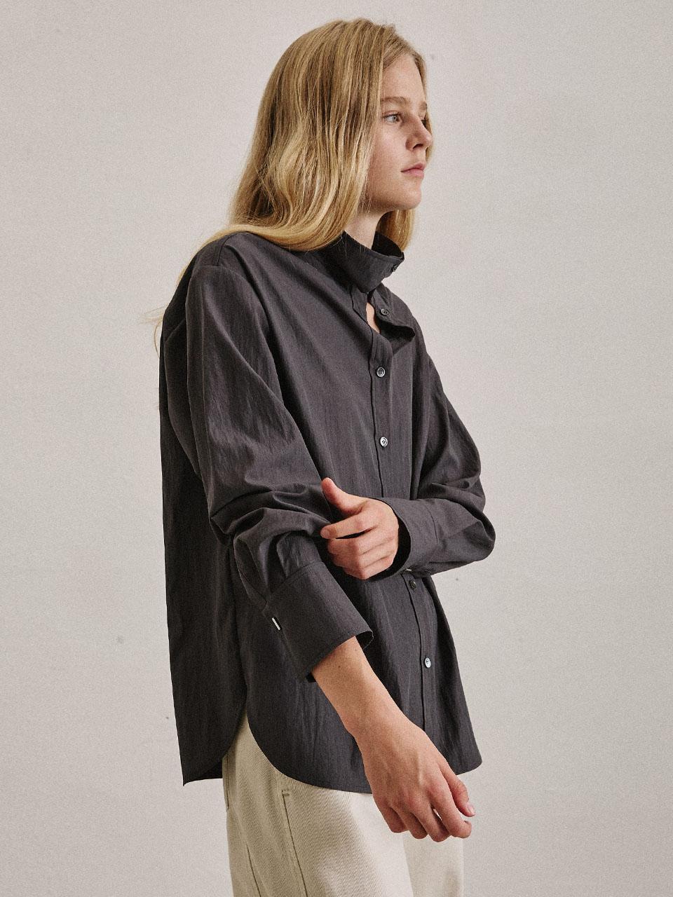 버튼 업 비조 셔츠_CHARCOAL