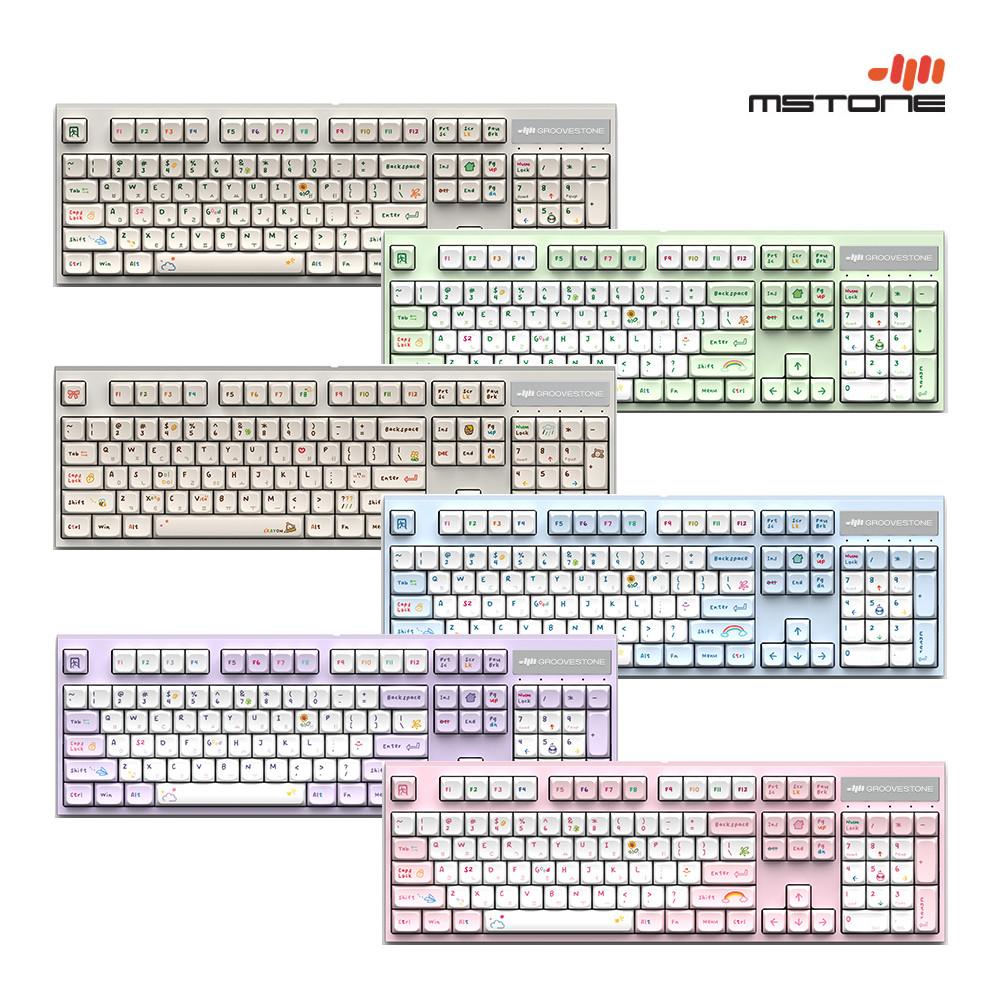 엠스톤 그루브스톤 GV10 수제윤활 크레용GA 저소음밀키축 38g 기계식키보드 104키