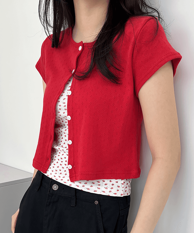 쿠치마치 베리 데일리 펀칭 반팔 가디건 (8color)